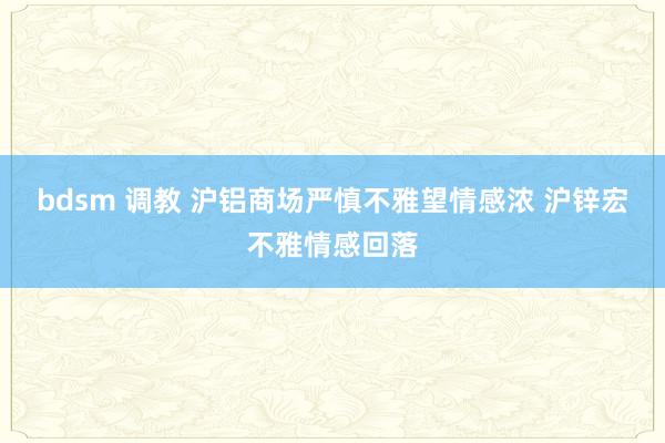 bdsm 调教 沪铝商场严慎不雅望情感浓 沪锌宏不雅情感回落